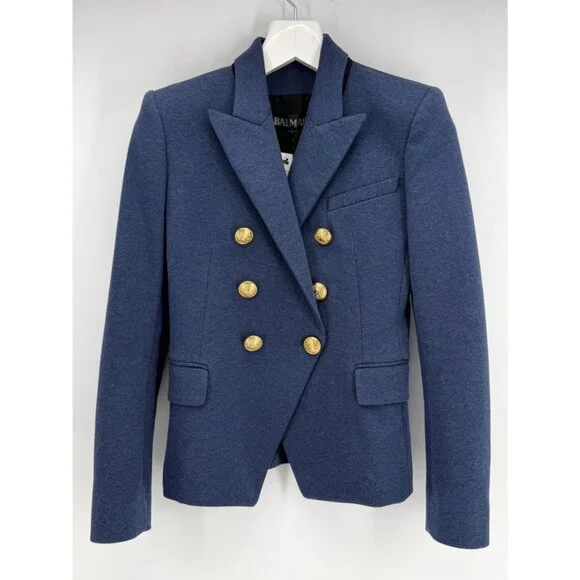 Balmain Blue Cotton Blend Blazer FR 38 / US 6 - Picture 7 of 7